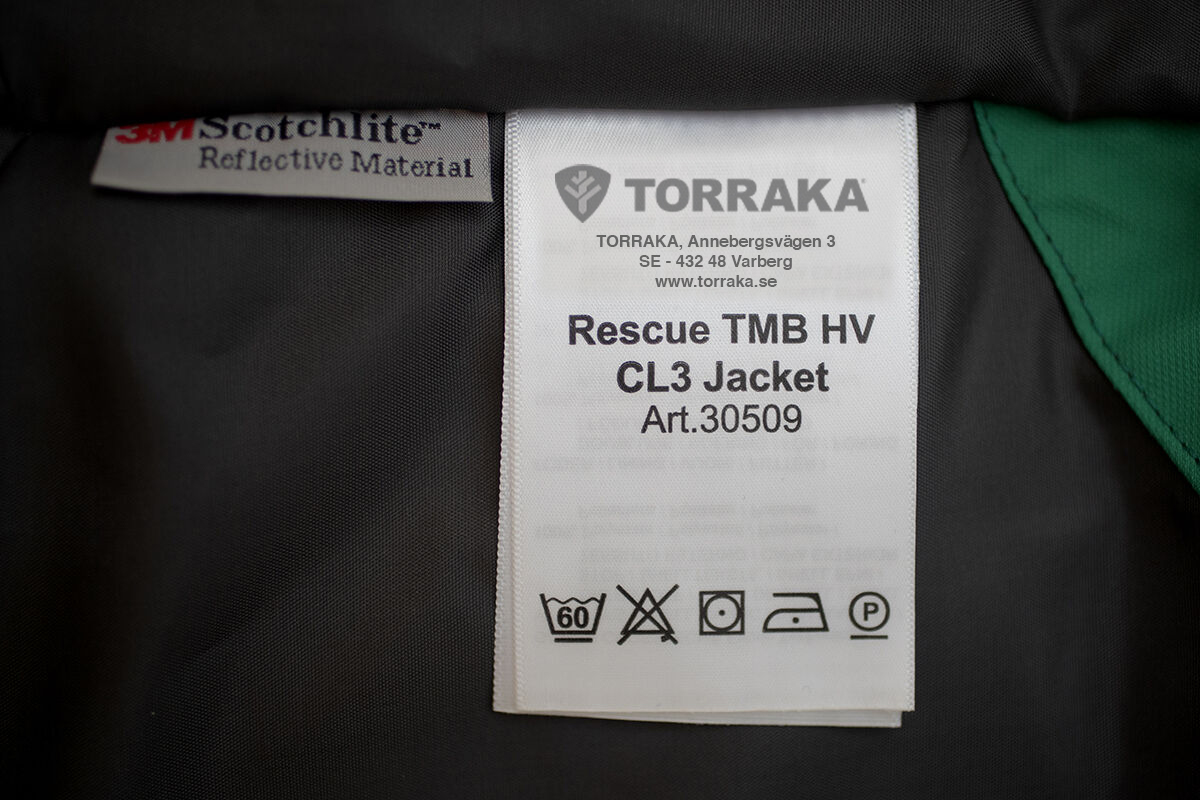 Tvättråd på Torraka Rescue TMB HV CL3-jacka